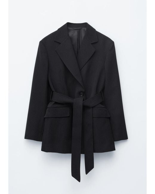 & Other Stories Blue Wool Tie-Belt Blazer