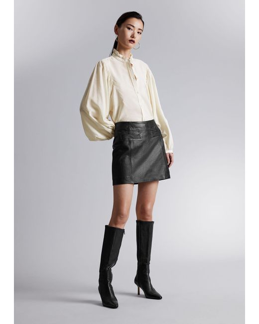 & Other Stories Black Frill-collar Blouse