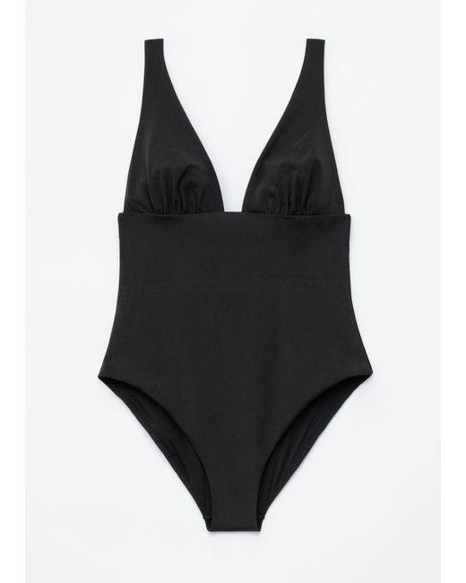 & Other Stories Black V-Neck Swimsuit