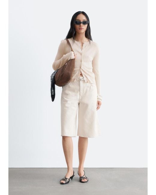 & Other Stories Natural Denim Knee-Length Shorts
