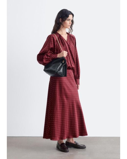 & Other Stories Red V-Neck Wrap Dress