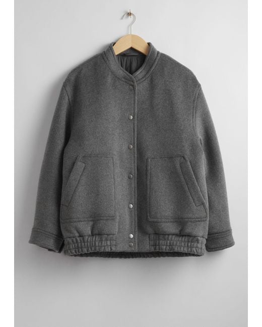 & Other Stories Gray Oversized-Wolljacke