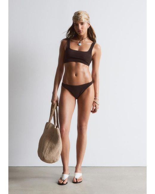 & Other Stories Brown Textured Bikini Top