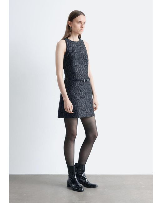 & Other Stories Blue Brocade Mini Dress