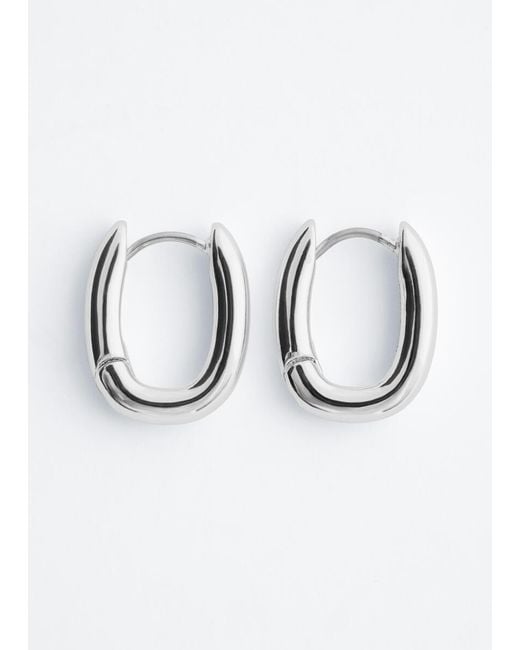 & Other Stories White Polished Brass Earring Set