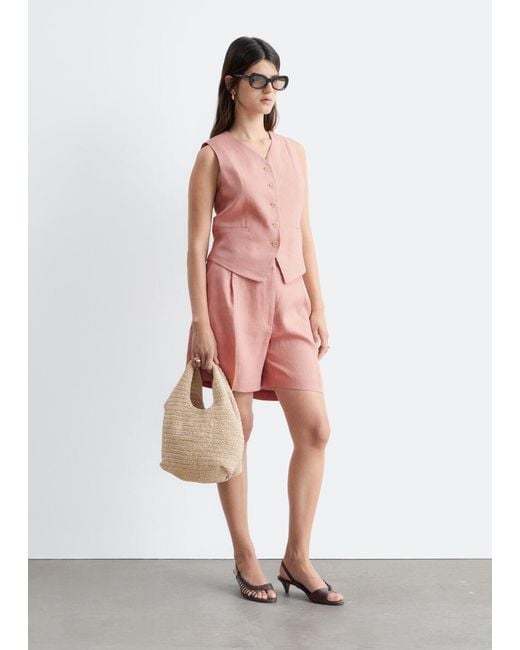 & Other Stories Pink Linen Waistcoat