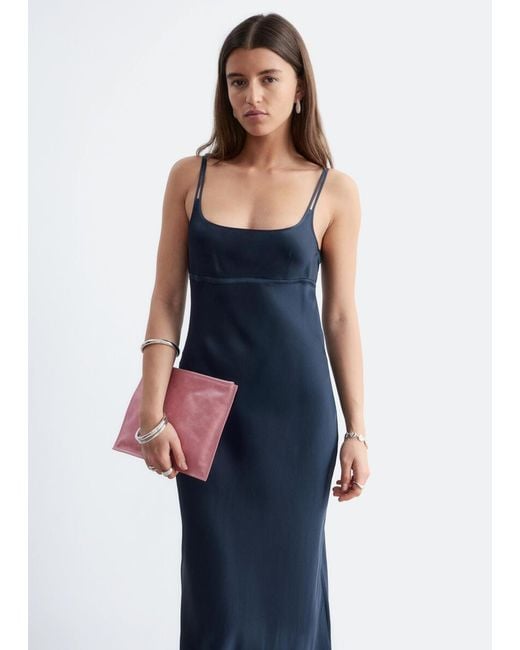 & Other Stories Blue Double-Strap Slip Dress