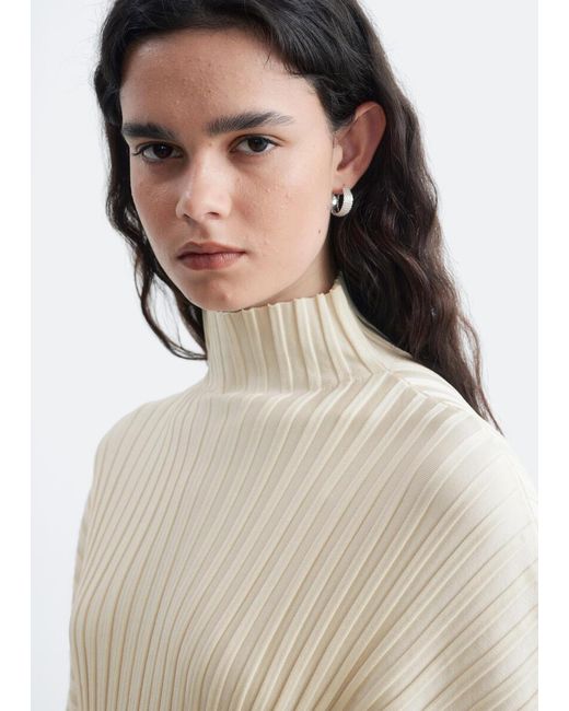 & Other Stories White Ribbed Mock-Neck Jumper