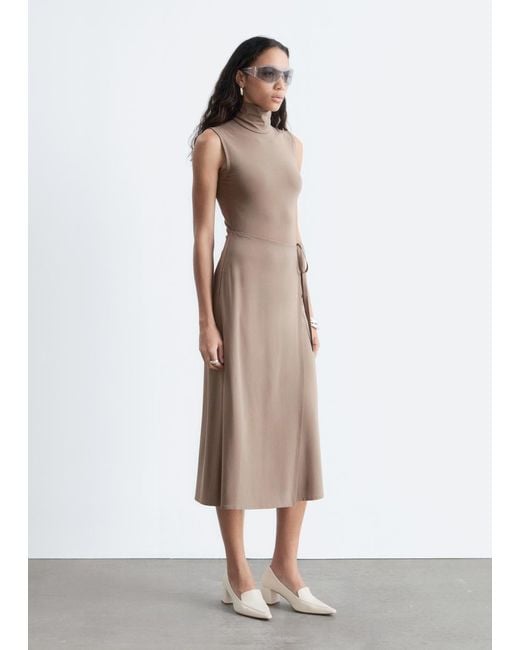 & Other Stories White Sleeveless Turtleneck Midi Dress