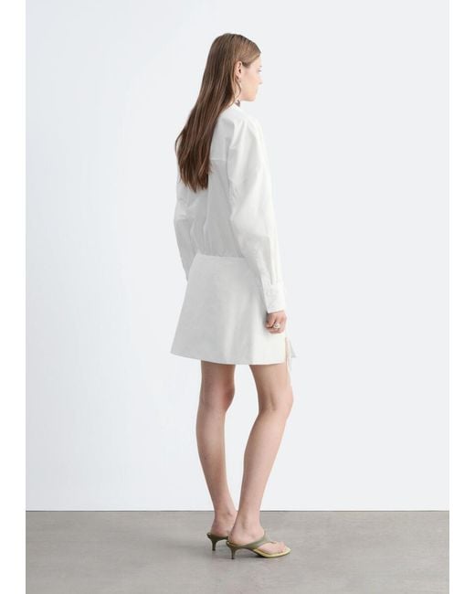 & Other Stories White Tie-Detail Mini Shirt Dress
