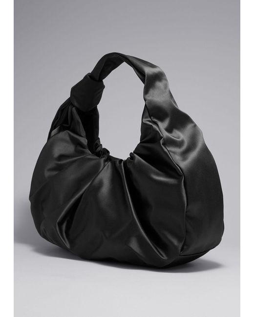 & Other Stories Black Large Satin Shoulder Bag