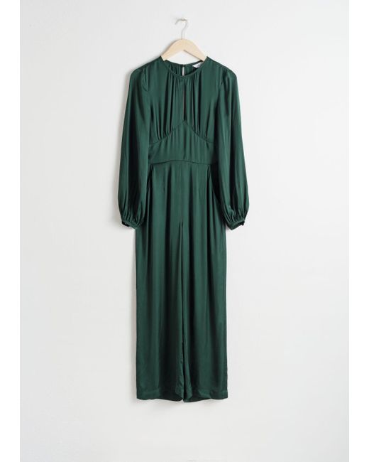 long sleeve satin jumpsuit