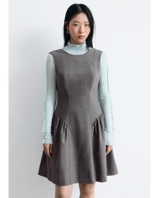 & Other Stories White Flared Wool Mini Dress
