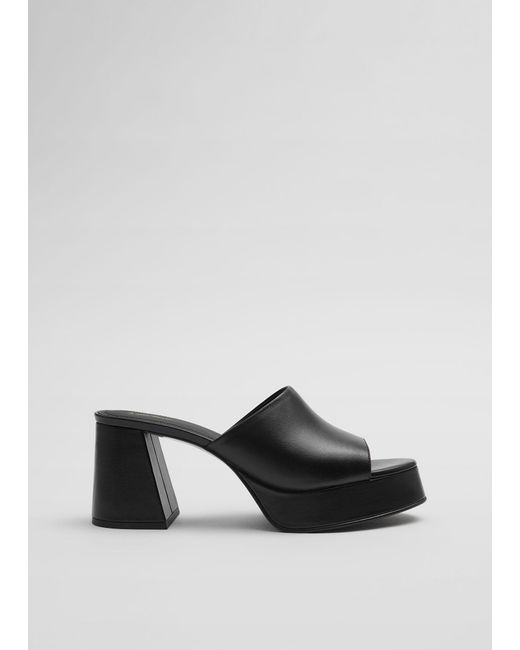 & Other Stories Black Platform Leather Mules