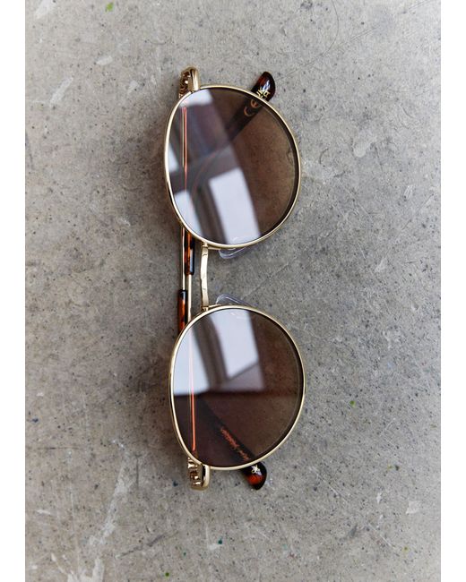 & Other Stories Brown Slim Oval-frame Sunglasses