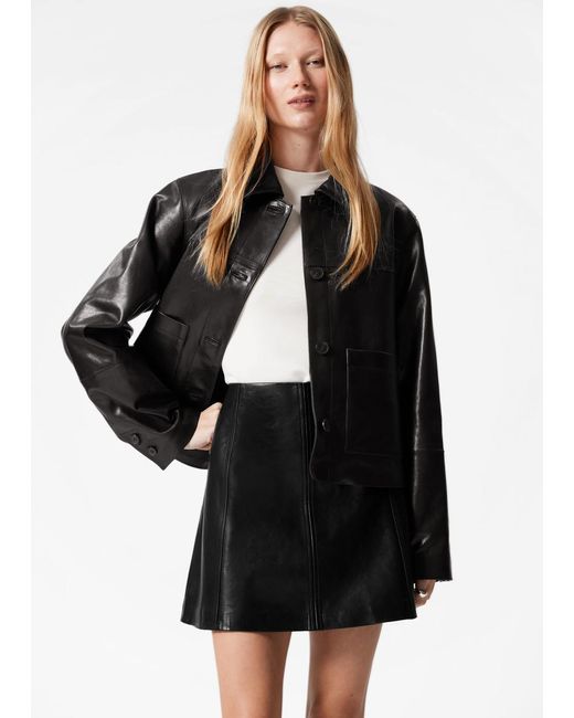 & Other Stories Black A-Line Mini Skirt