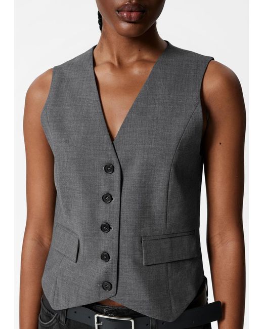 & Other Stories Gray Tailored Wool Waistcoat