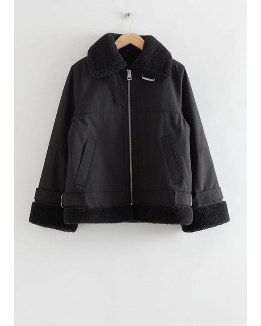 & Other Stories Relaxed Aviator Jacket in Black | Lyst Canada