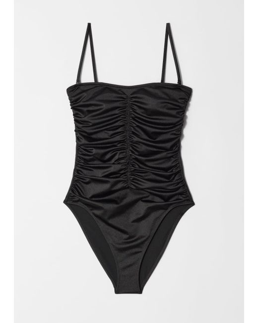 & Other Stories Black Ruched Swimsuit