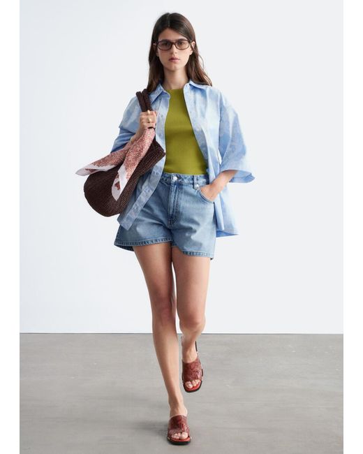 & Other Stories Blue Relaxed Denim Shorts