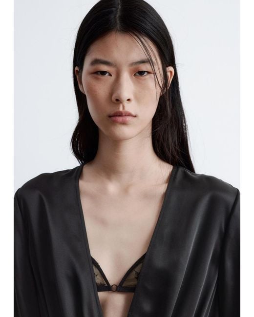 & Other Stories White Satin Midi Shirt Dress