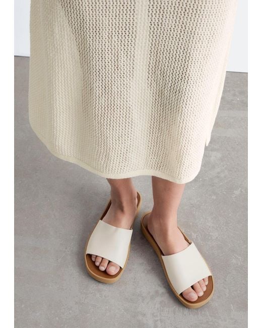 & Other Stories White Slip-On Leather Sandals