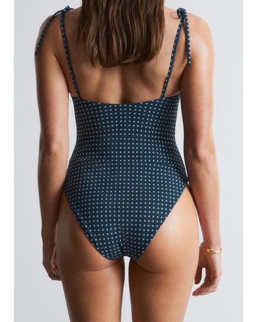 & Other Stories Blue Tie-Strap Swimsuit