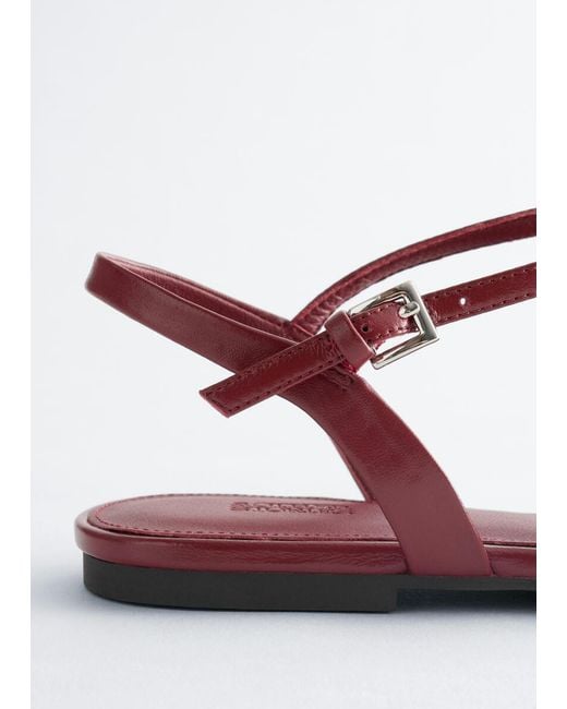 & Other Stories Red Open‑Heel Leather Ballerinas