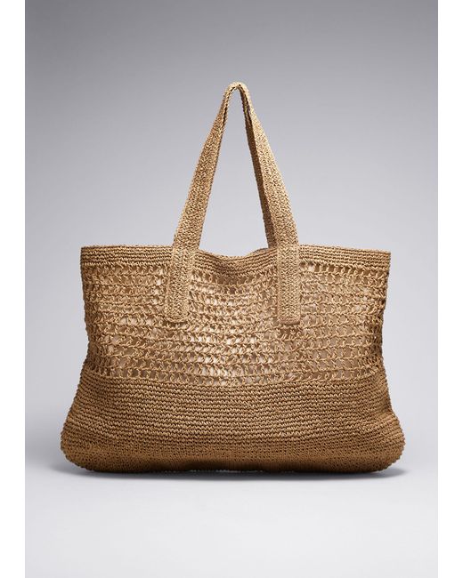 & Other Stories Brown Large Crochet-straw Tote