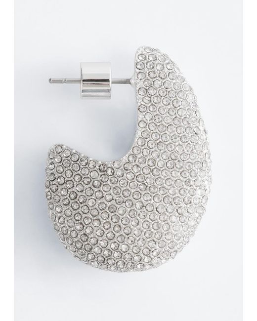 & Other Stories White Rhinstone Drop Earrings