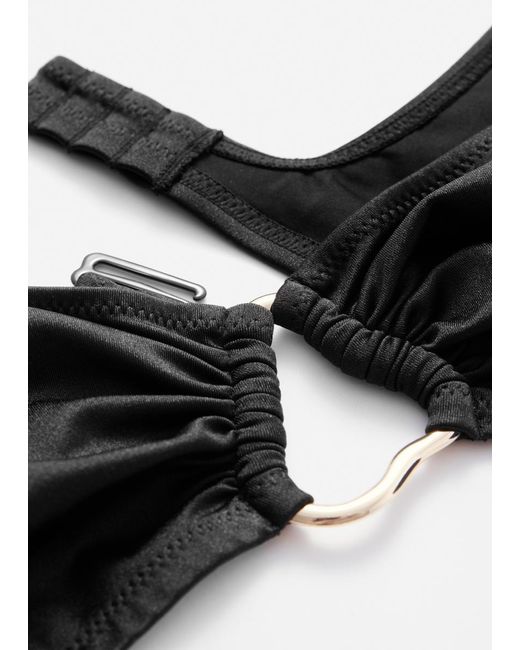 & Other Stories Black Buckle-Detail Triangle Bikini Top
