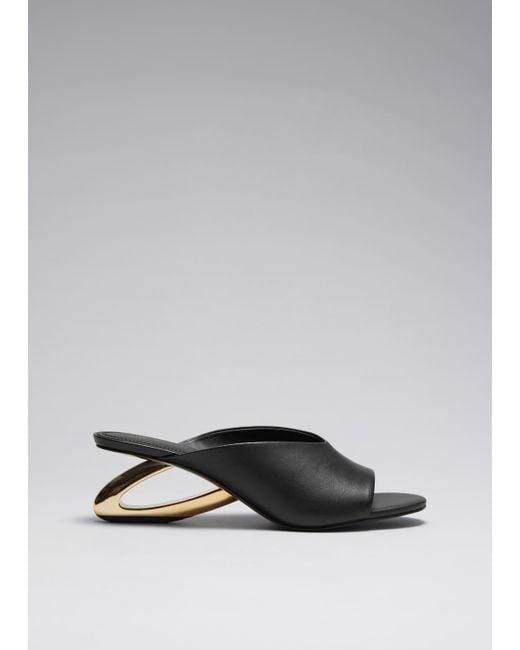 & Other Stories Gray Golden Heel Mules