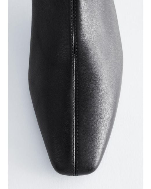& Other Stories Gray Stretch Leather Ankle Boots