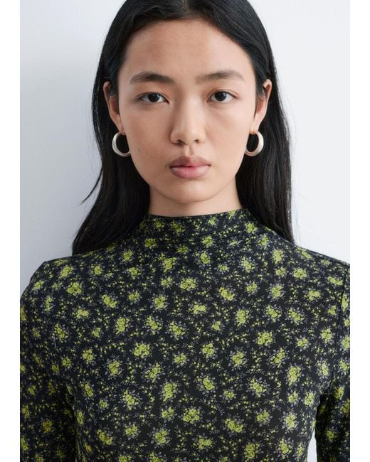 & Other Stories Black Short-Sleeve Mock-Neck Top
