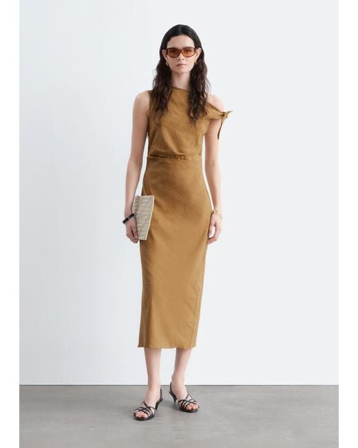 & Other Stories White Asymmetric Midi Dress