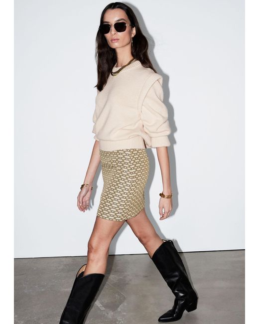 & Other Stories Natural Textured Mini Skirt