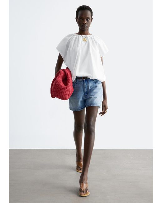 & Other Stories White Gathered Cotton Blouse