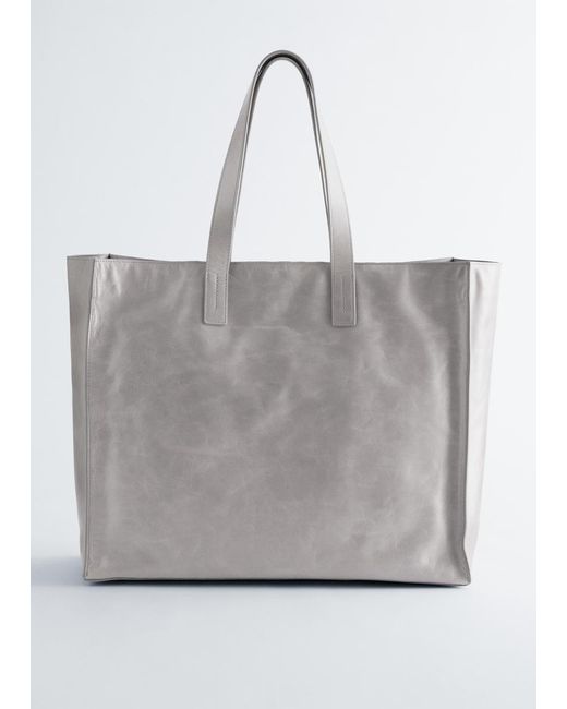 & Other Stories Natural Leather Tote Bag