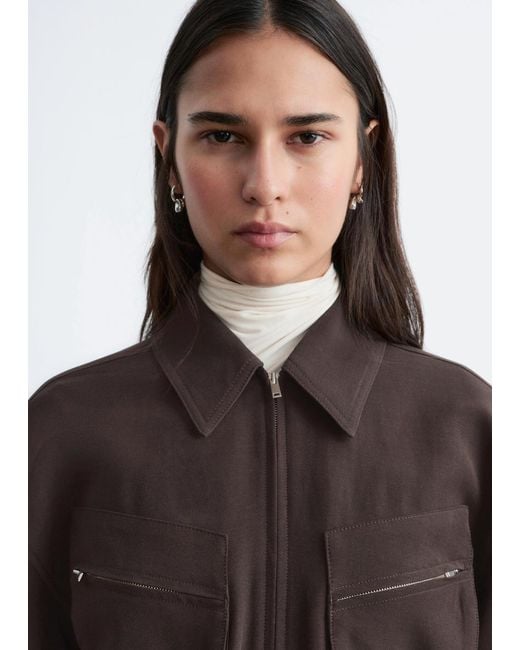 & Other Stories Brown Belted Utility Jumpsuit