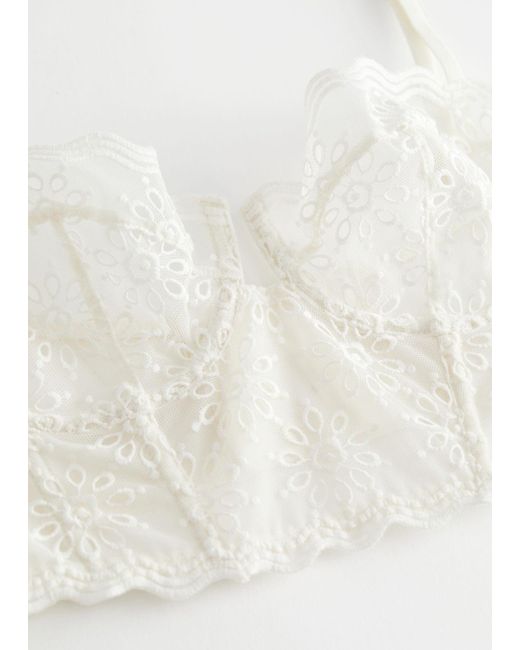 & Other Stories Daisy Embroidery Underwire Bustier in White Lyst