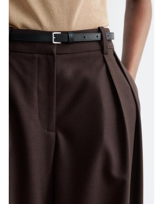 & Other Stories Brown Wool-Blend Tailored Trousers