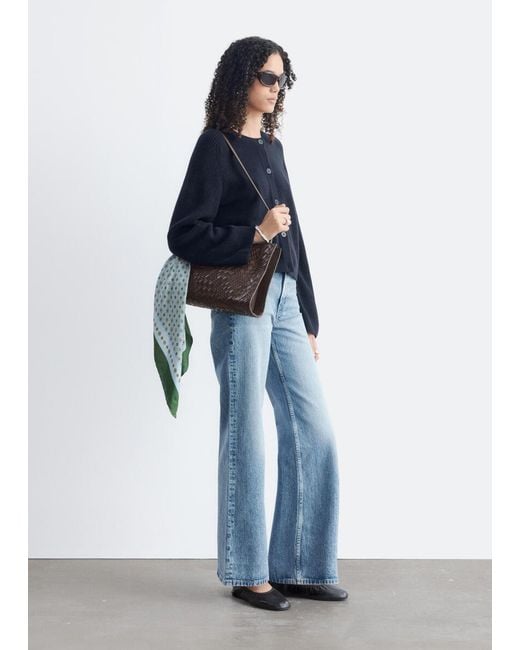 & Other Stories Blue Relaxed Wool-Cotton Cardigan