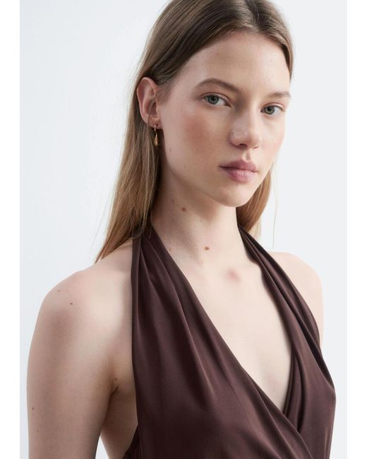 & Other Stories White Halterneck Jersey Midi Dress