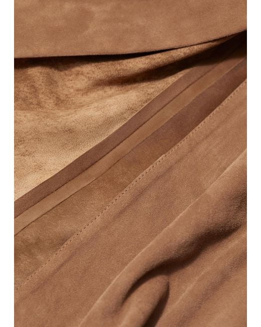 & Other Stories Brown Suede Midi Skirt