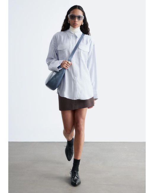 & Other Stories Blue Striped Patch-Pocket Shirt