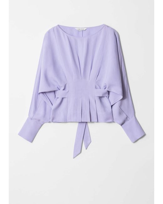 & Other Stories Purple Pleated Boatneck Blouse