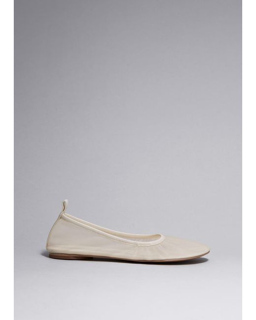 & Other Stories Gray Flache Ballerinas Aus Meshgewebe Mit Lederbesatz