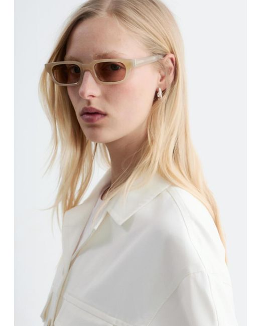 & Other Stories White Cotton Twill Tailored Jacket