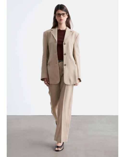 & Other Stories Natural Tapered Linen Blazer