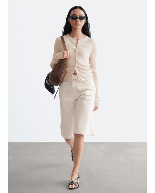 & Other Stories Natural Denim Knee-Length Shorts